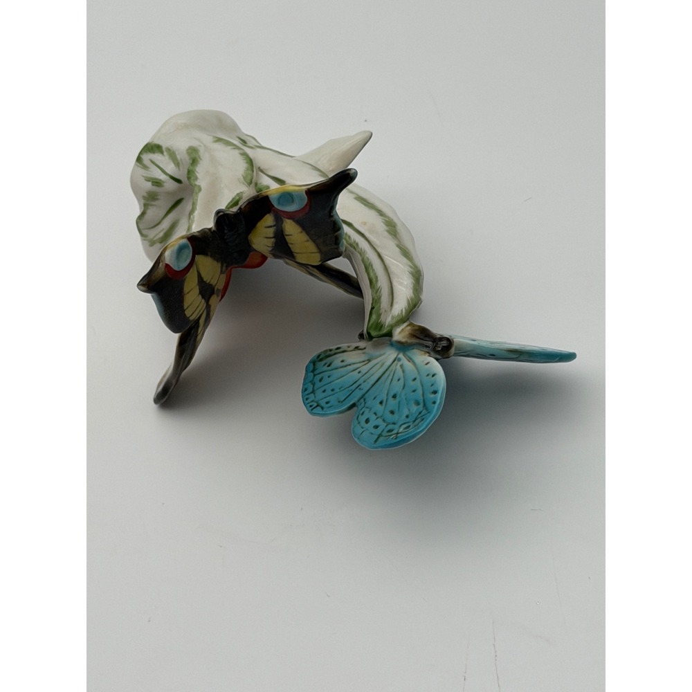 Vintage Karl Ens Porcelain Figurine Blue Yellow Butterflies on Flowers 4.5" RARE - Picture 9 of 15